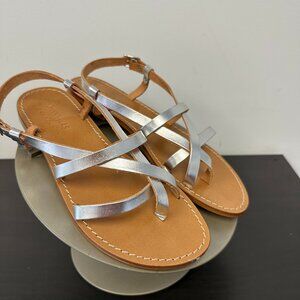 Johnny Was Mia Italian Leather Sandal (Silver, 39)